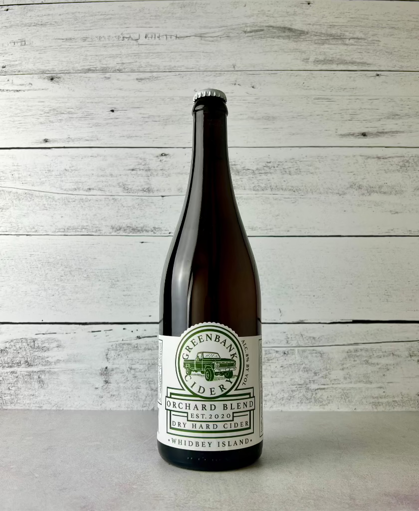 750 mL bottle of Greenbank Cidery Orchard Blend - Est. 2020 - Dry Hard Cider - Whidbey Island