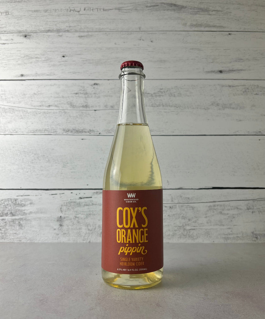 500 mL bottle of Whitewood Cider Cox's Orange Pippin Single Variety Heirloom Cider