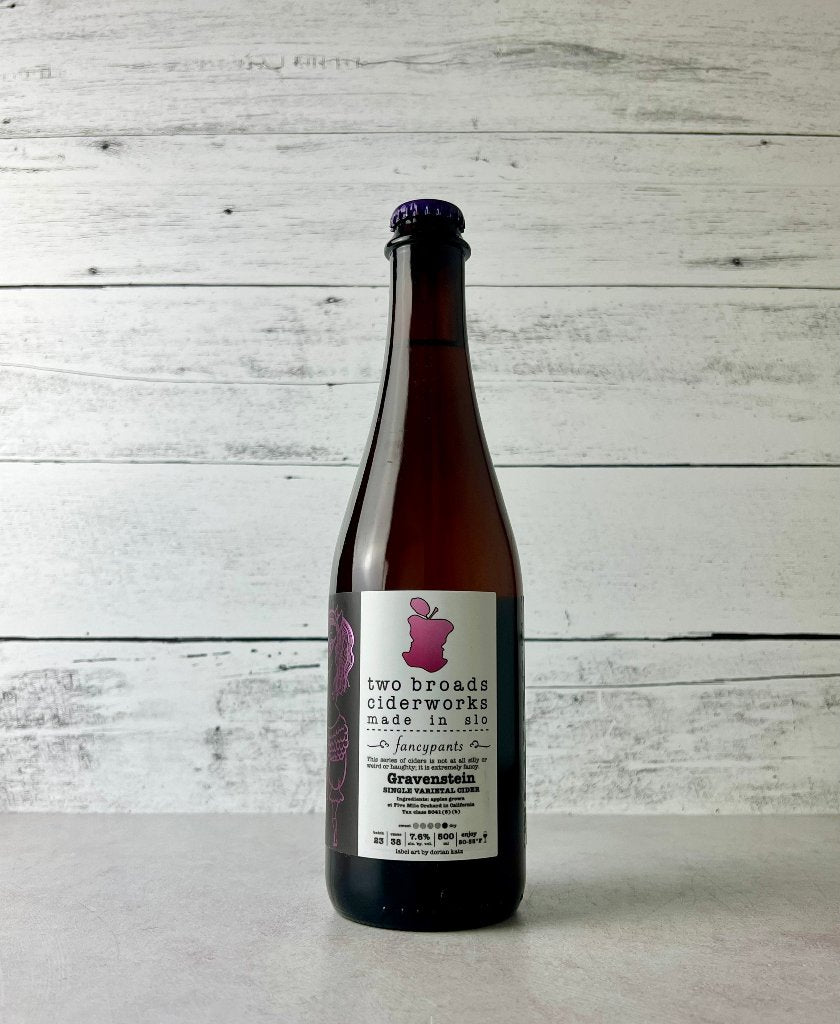 500 mL bottle of Two Broads Ciderworks Gravenstein Single Varietal Cider - made in slo - fancypants