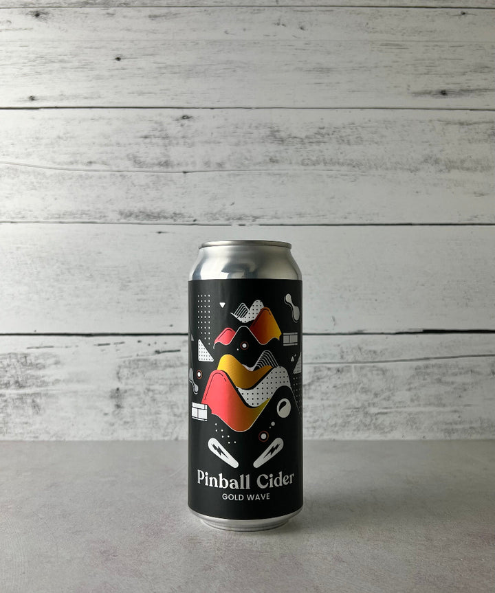 16 oz can of Pinball Cider Gold Wave