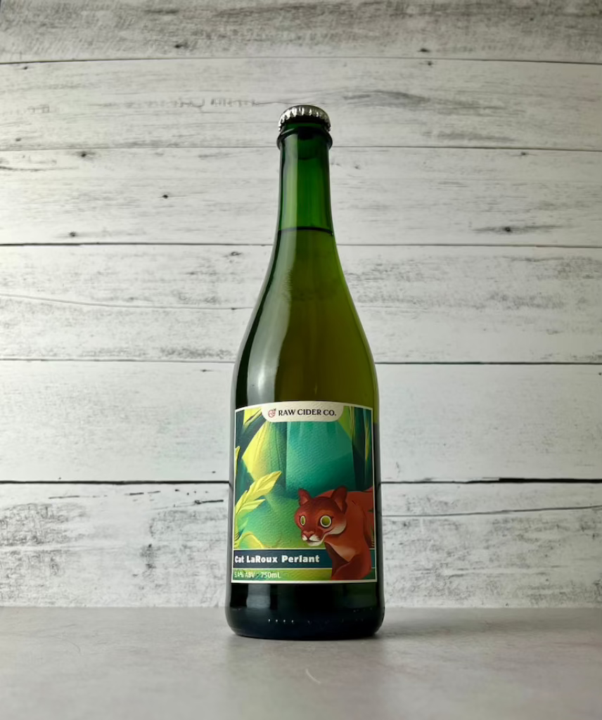 750 mL bottle of Raw Cider Cat LaRoux Perlant Cider