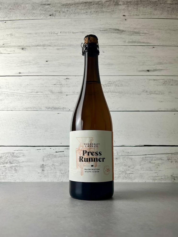 750 mL bottle of Snowdrift Cider Co. Press Runner - Washington Estate Cider 2022